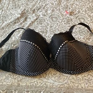 Black polka dot lace shaped cups bra